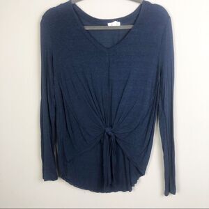 EYESHADOW | Tie Front Long Sleeve Navy Blue Top V-Neck Women’s Size Medium